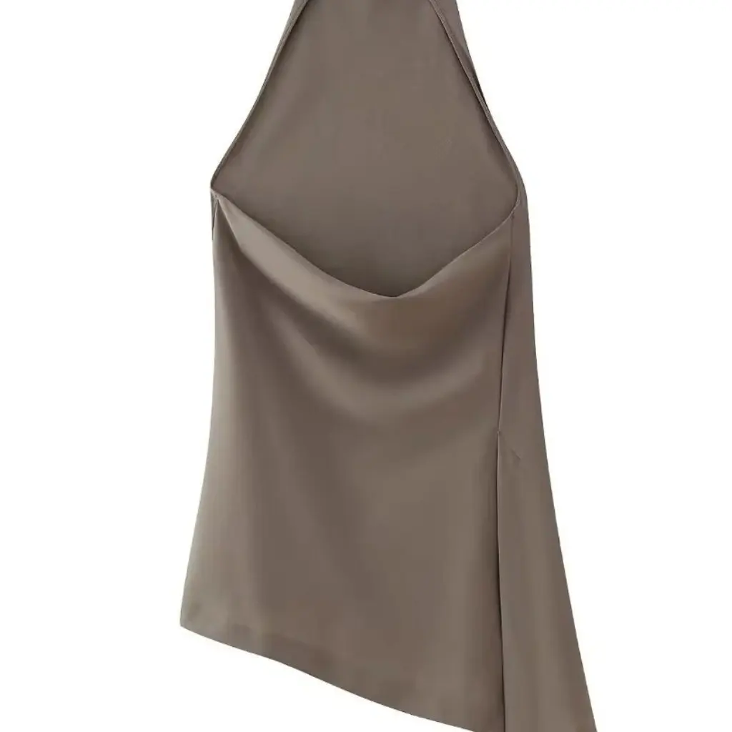 

Женский осенний модный повседневный брючный костюм в европейском и американском стиле с лямкой на шее и высокой талией на шнуровке