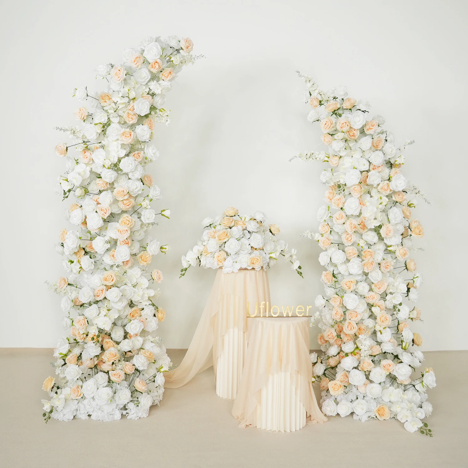 

Uflower Luxury 5D White Rose Orchid Hyacinth Flower Row Wedding Backdrop Arch Arrangement Floor Floral Decoration
