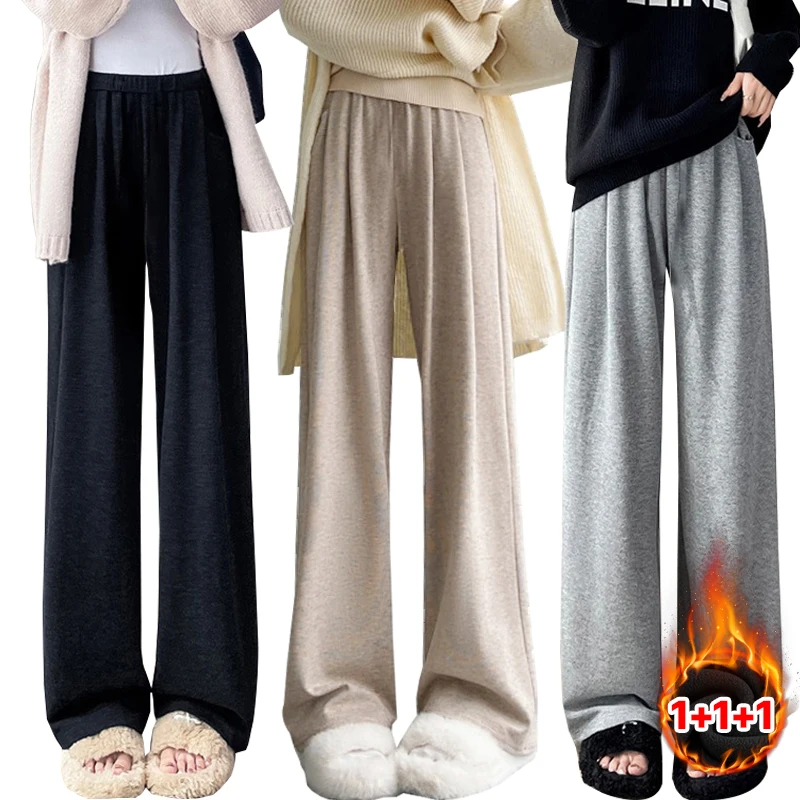 1 + 1 + 1 (set of 3 sheets) women's soft winter hair high-weathersled slack casual Widepants Daily look LP0829