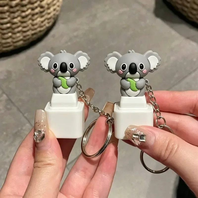 Funny Koala LED Light Sound Keychain Abstract Keyboard Clicker Animals Sound Keyrings Creative Adults Stress Relief Pendants