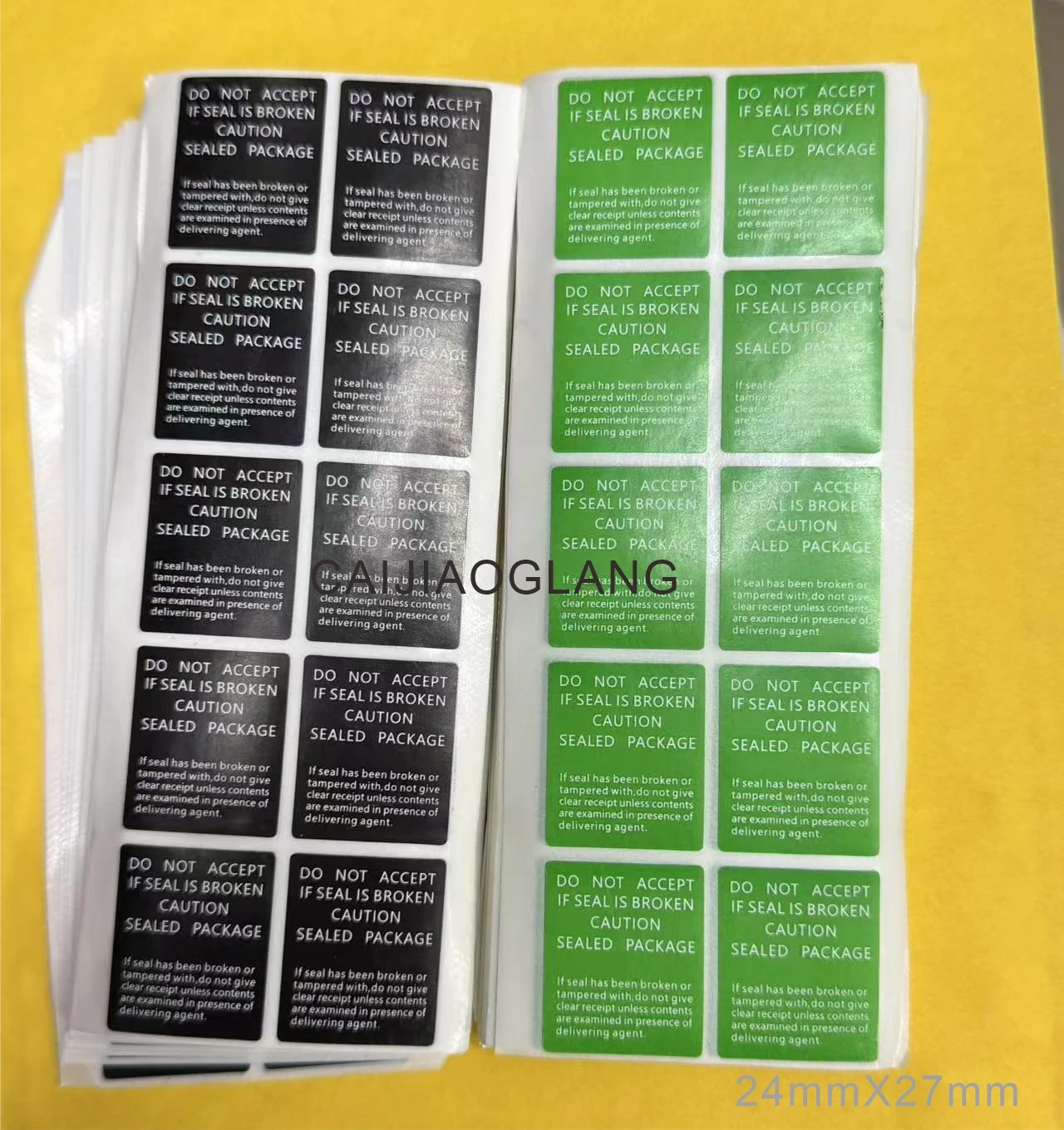 

100 шт./лот, универсальная герметичная наклейка для мобильного телефона, 24 мм X 27 мм, зеленая, черная