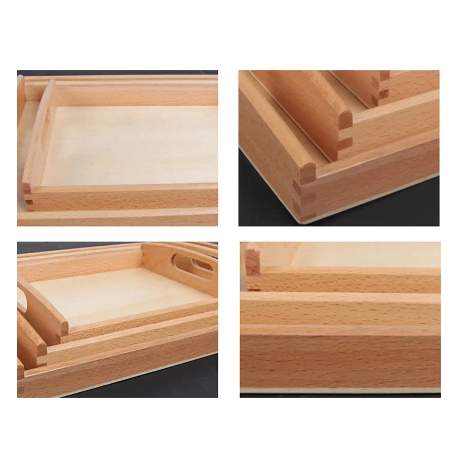 Wooden Montessori Activity Tray for Kids Serving Food Craft Painting Shelf Organization