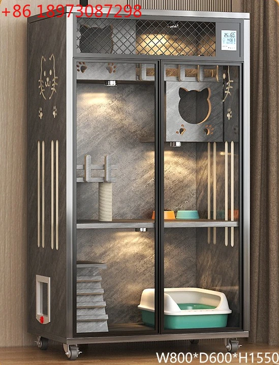 

Cat litter box villa cat litter cabinet household indoor cat cage large house wooden