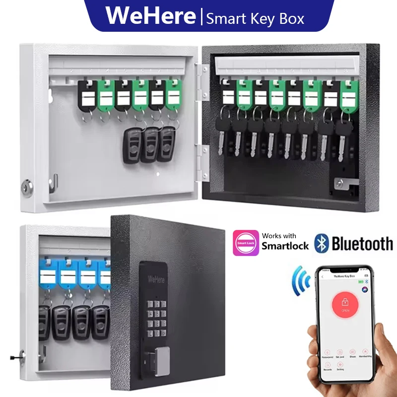 

Настенное крепление WeHere Smart Lock Box, шкаф для хранения на 16 ключей, пароль в одном времени, фиксированный код, OTP/APP Bluetooth/WiFi/код/ключ разблокировки