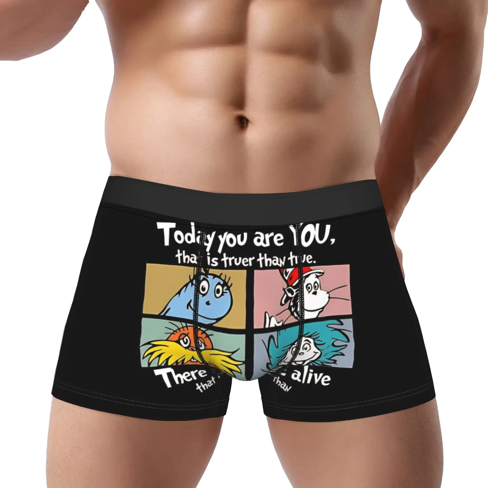 

Color Block Inspirational Quote Classic Dr. Seuss Thing Underpants Homme Panties Male Underwear Comfortable Shorts Boxer Briefs