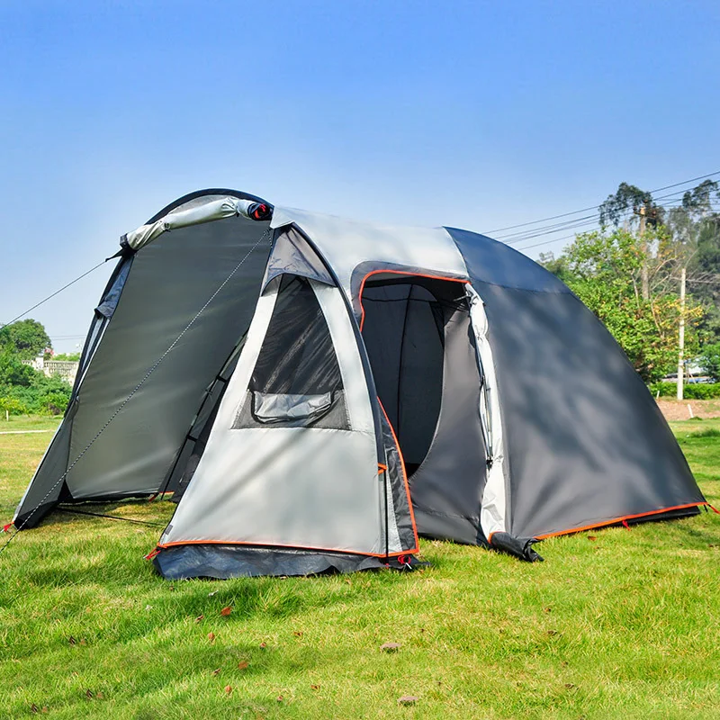 Outdoor camping, family-style 3-4 person tent, double-layer camping tent, one-bedroom one-living-room, rainproof