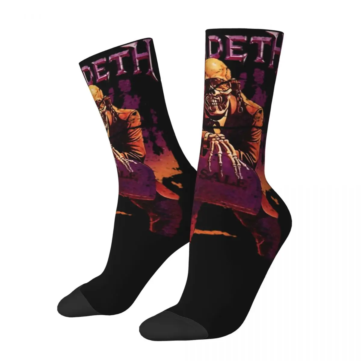 Unisex Megadeth Band Socks Super Soft Funny Happy Vintage Heavy Metal Socks Novelty Merch Middle TubeSocks Suprise Gift Idea