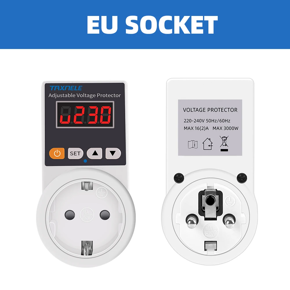 Protecteur De Surtension 230VAC 16A 3680W - Prise Automatique Réglable Contre Surtensions Et Sous-Tensions