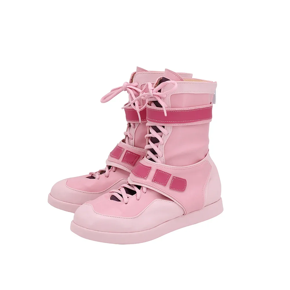 JoJo's Bizarre Adventure Pink Leather Shoes, Trish Una Cosplay Boots, Custom Made, Qualquer Tamanho