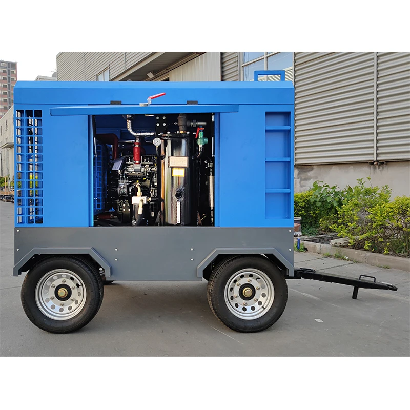 Compresor de Aire Portátil para Minería, 150 PSI, 200 PSI, Compresor de Aire a Presión para Perforación de Pozos en Canteras