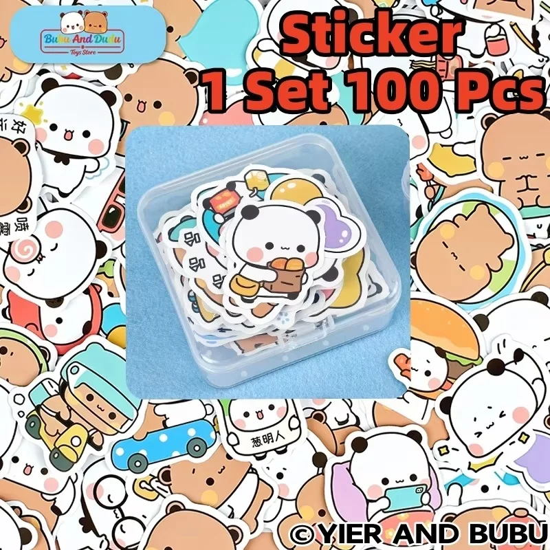 

2026 New 1 Set Of 100 Sheets Cute Panda Bubu And Yier Sticker，Official Original Bubu And Dudu Ins Cartoon DIY Decorative Sticker