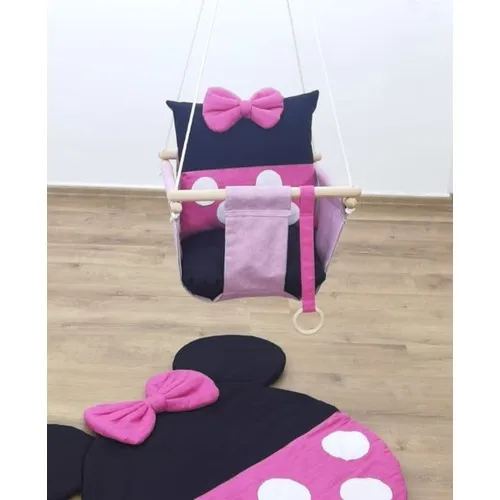 Mordesign Minix Ceiling Hanging Wooden Baby Swing Bow Pink