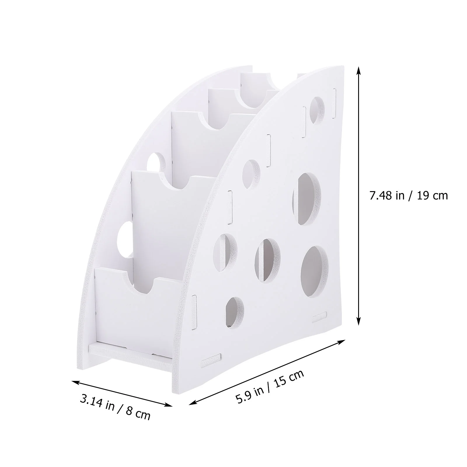 Stationery Holder for Desk Desktop Organizer Wood Container Remote Control White