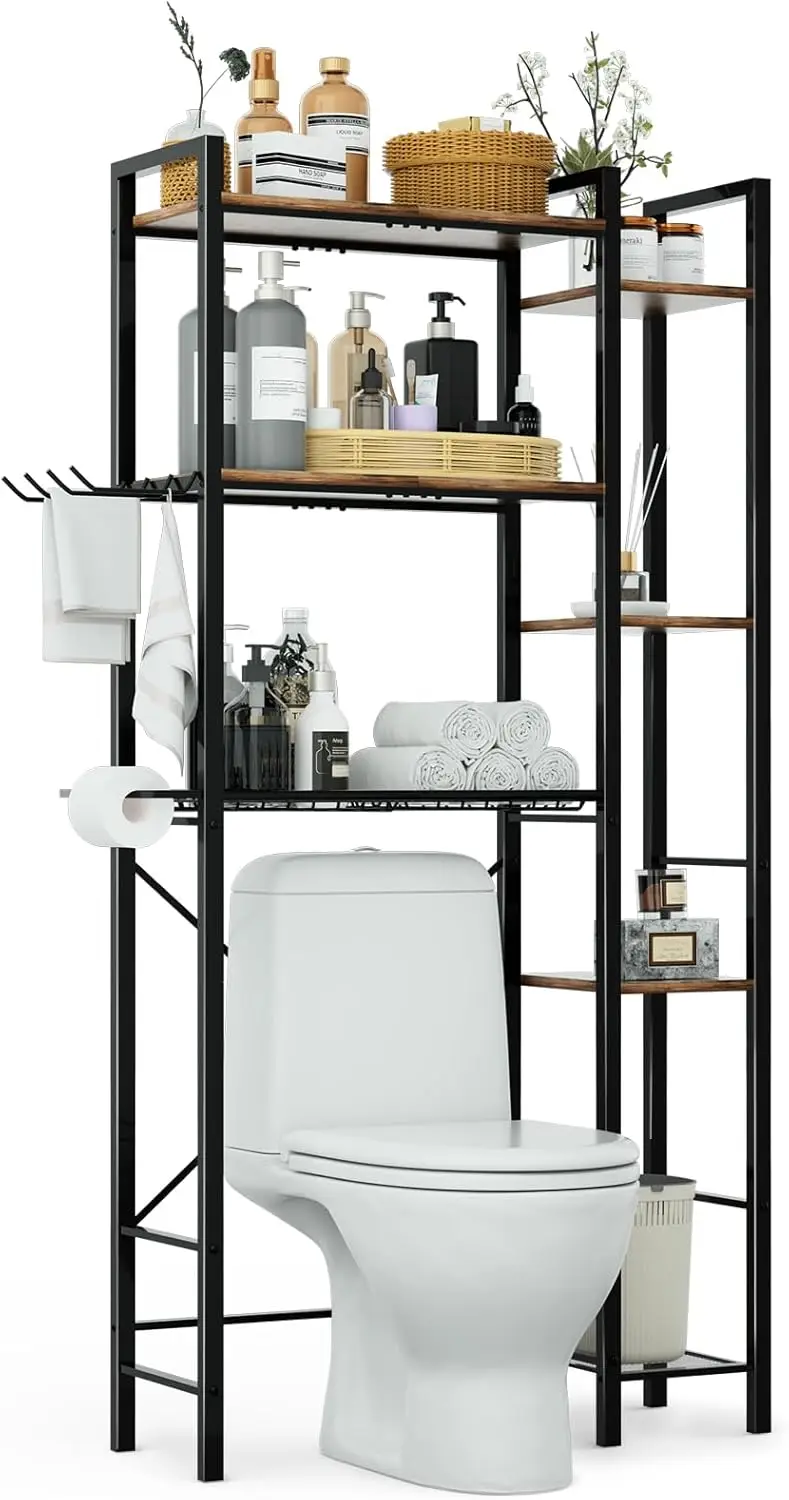 

Over The Toilet Storage Cabinet, 3-Tier Bathroom Shelves Over Toilet, Easy Installation with Drain