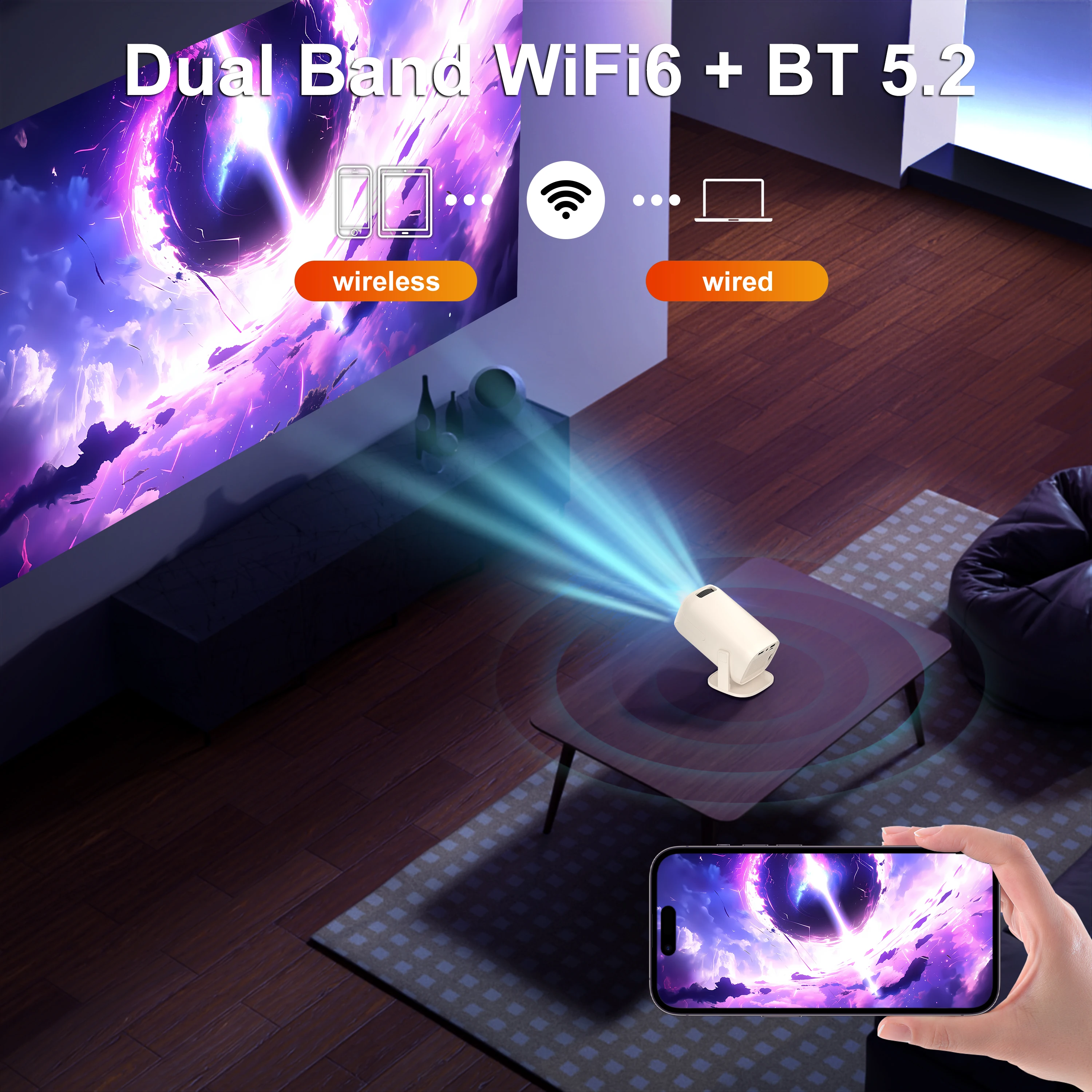 Salange U5 Gaming Projector Android14 8K Support Netflix Officially Licensed 36000+ Games Wireless Gamepad Bluetooth Voice Remot