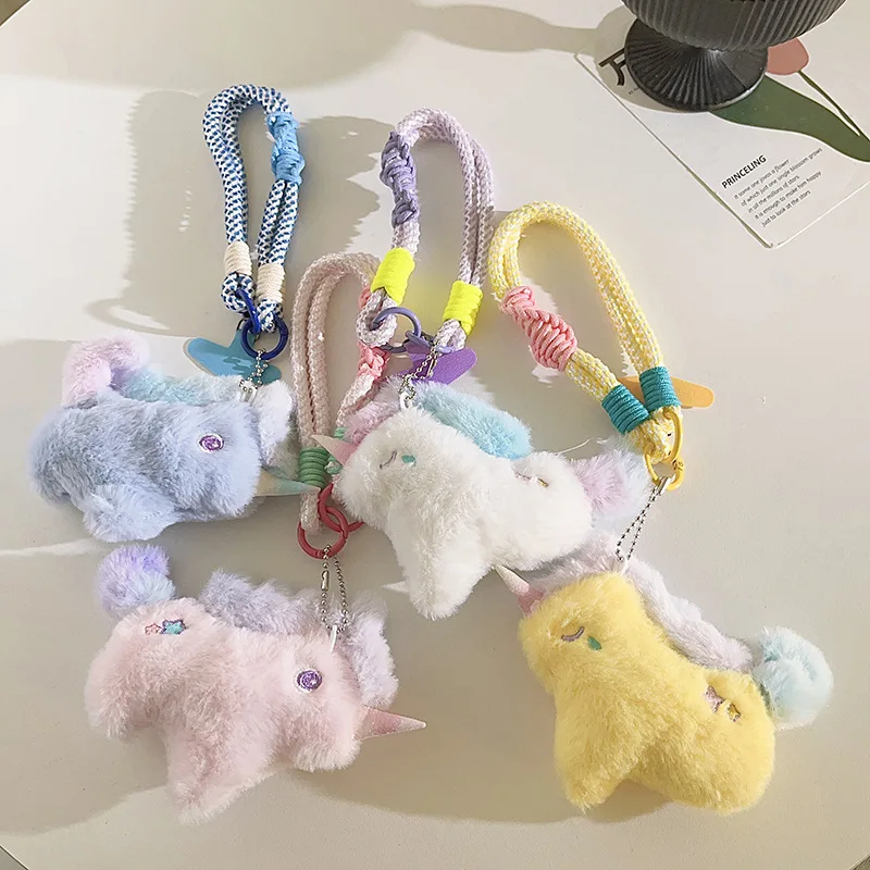 

Trendy Ins Cute Adorable White & Blue Plush Horse - Phone/Polaroid Lanyard/Bag/Keychain Universal Anti-Theft/Anti-Snatch