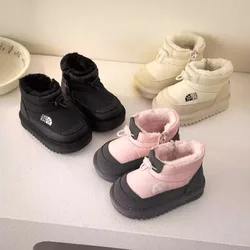 Children Snow Boots Girls Fashion Solid Warm Plush Snow Boots Boys Waterproof Soft Sole Non-slip Casual Boots Size 23-30