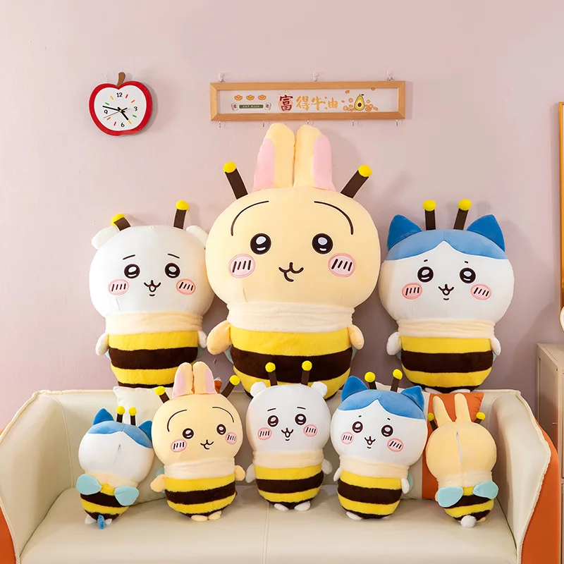 45cm Cute Cartoon Kawaii Bees transform into Chiikawa Hachiware Usagi Plush Doll Pillow Decoration Birthday Gift Toy