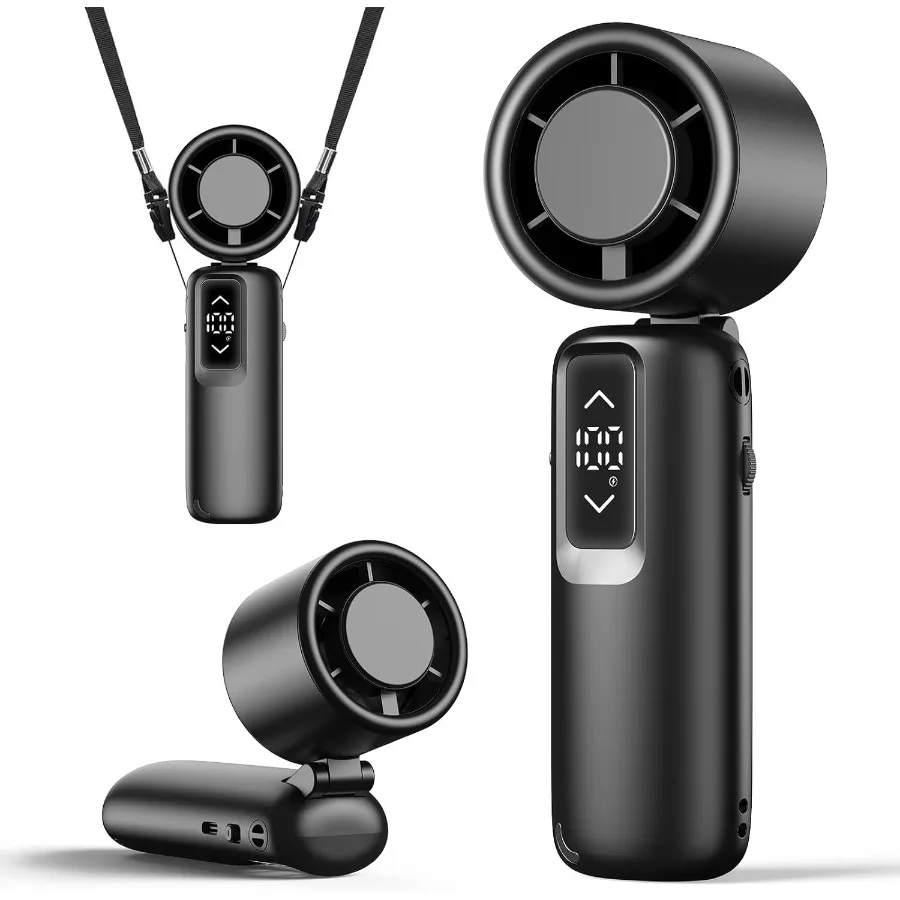 

Портативный ручной турбовентилятор с 1100 передачами и ветровой батареей, работает до 23 часов, персональный вентилятор 3 в 1 с Air Turbo Tech Cool