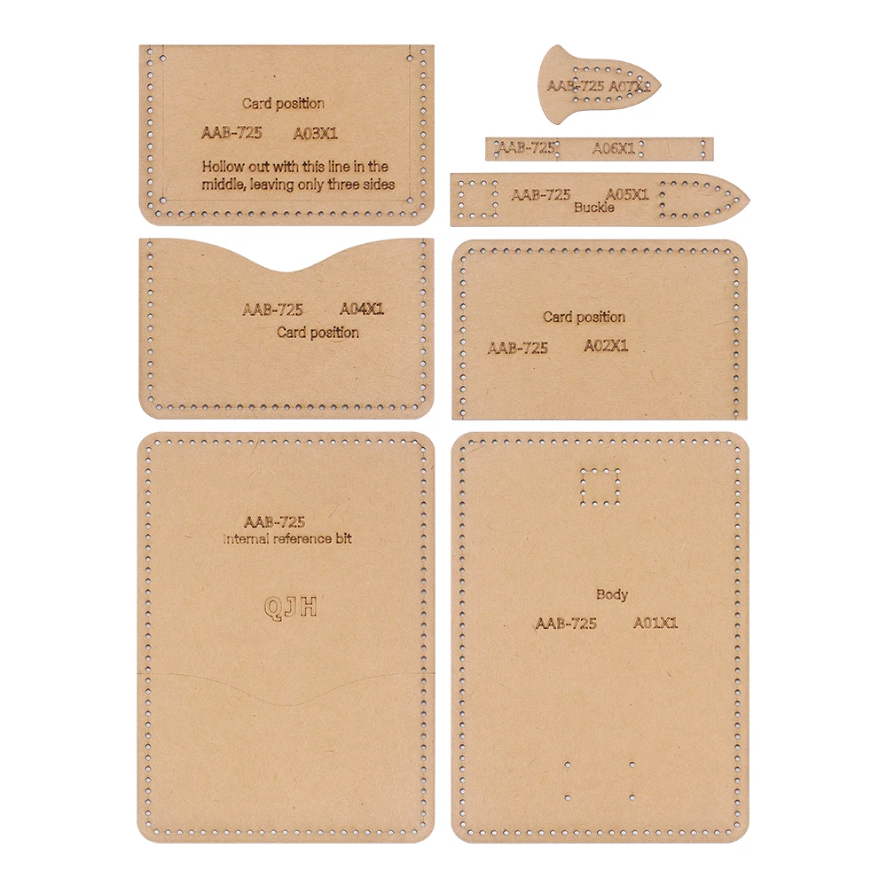DIY Card Bag Sewing Patterns, Brown Kraft Paper Template with Punching Hole for Quilting Leather Short Wallets
