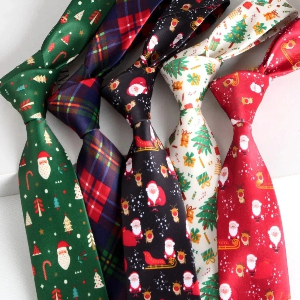 Funny Santa Claus Christmas Necktie Christmas Tree Snowflakes Xmas Shirt Tie Gift Reindeer Man Necktie Christmas