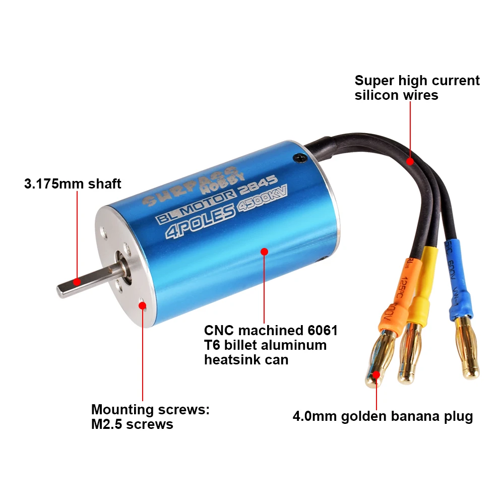 SURPASS HOBBY 2845 มอเตอร์ไร้แปรงและ ESC Combo 4500KV 45A Electric Speed Controller ชุดสําหรับ 1/14 RC รถอะไหล่อัพเกรด