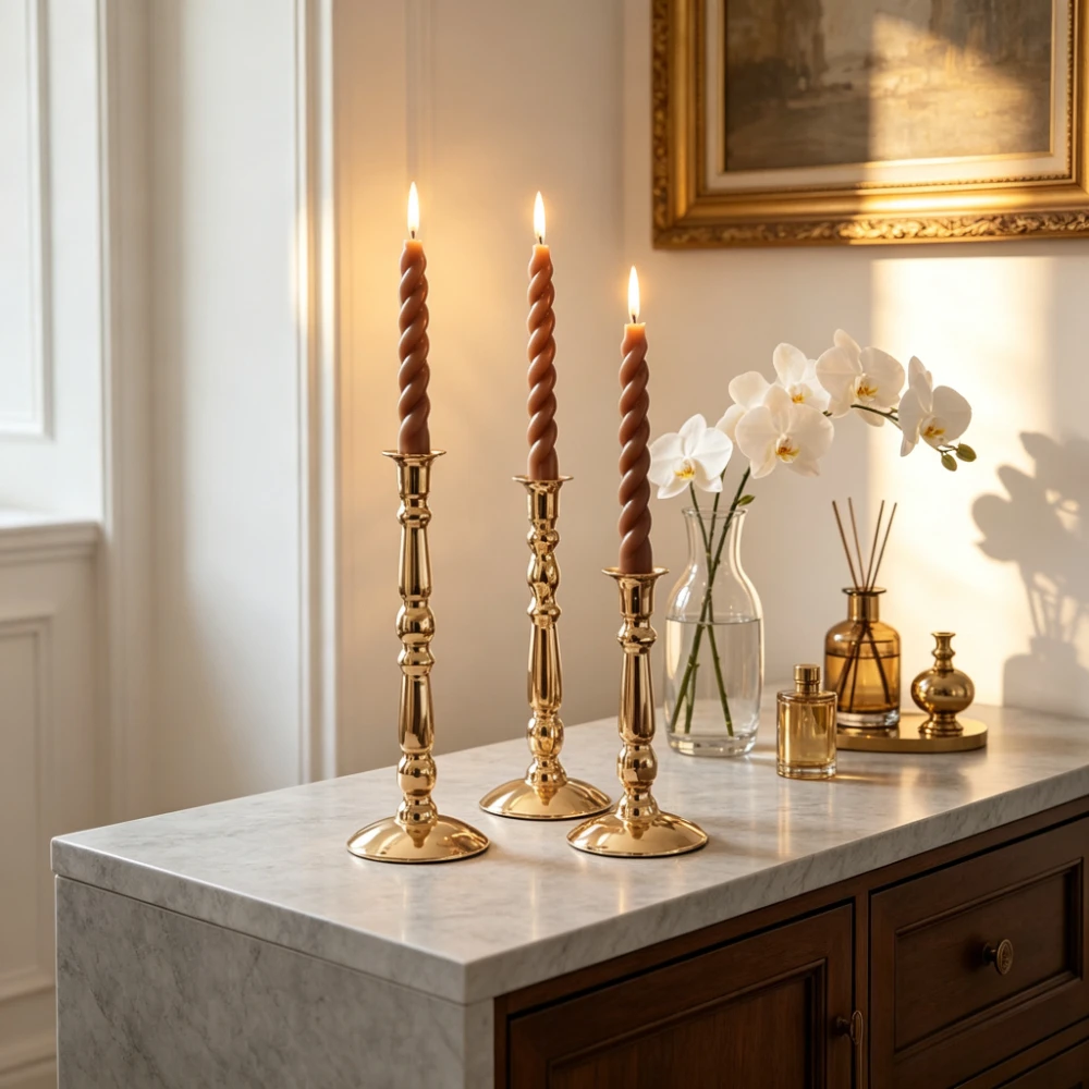 3Pcs Vintage Metal Taper Candlestick Holder Set Roman Column Tall Candle Stand Table Atmosphere Home Wedding Decorative