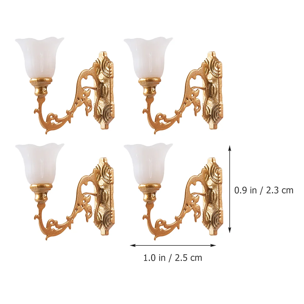 4 szt. Lampka ścienna do domku dla lalek Mini DIY światła ozdoby zabawkowa lampa Model lampy zewnętrzne na materiał piaskownica stołowa