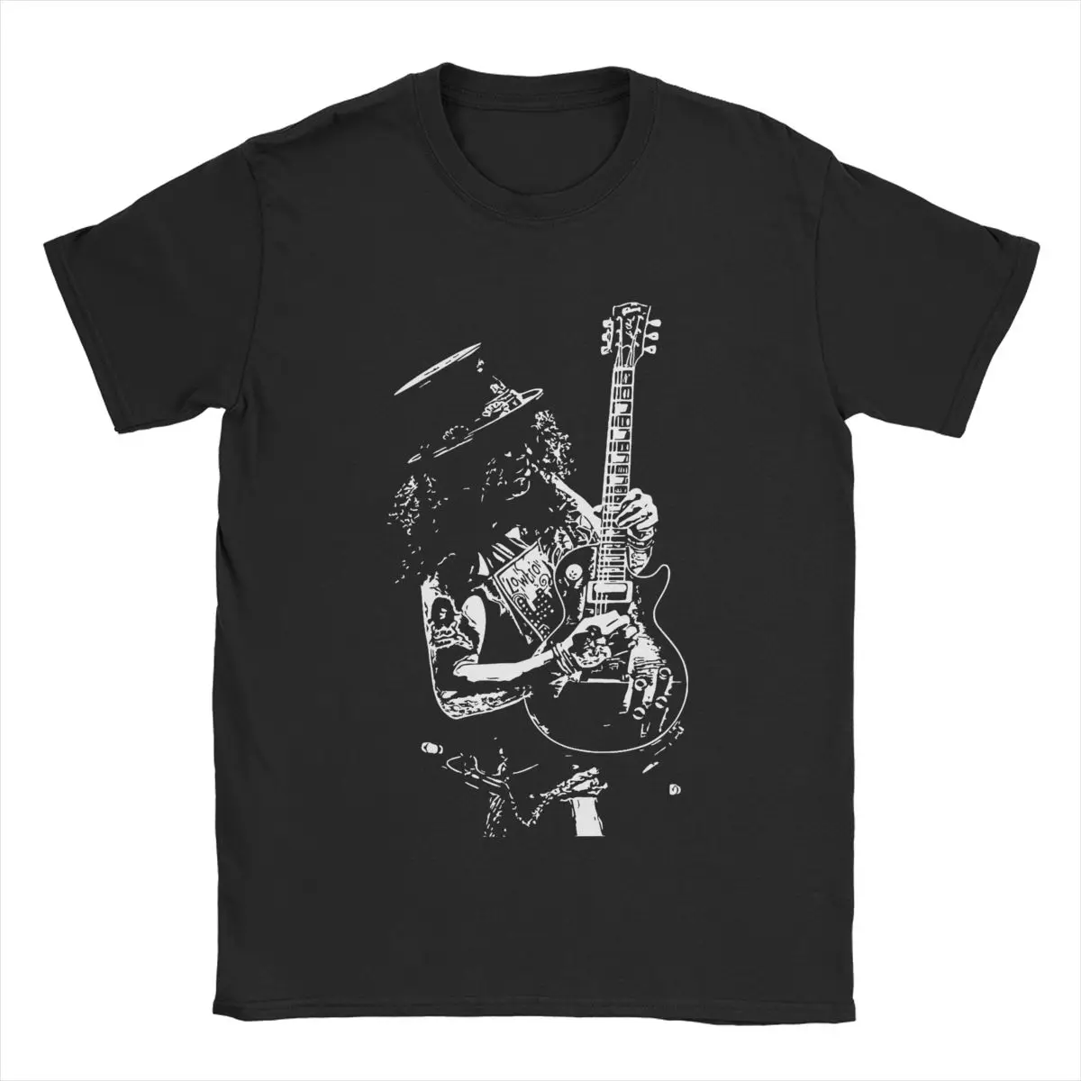 Slash Guitar Guns N Roses camiseta divertida para hombre, camisetas de manga corta con cuello redondo, ropa de algodón puro de talla grande