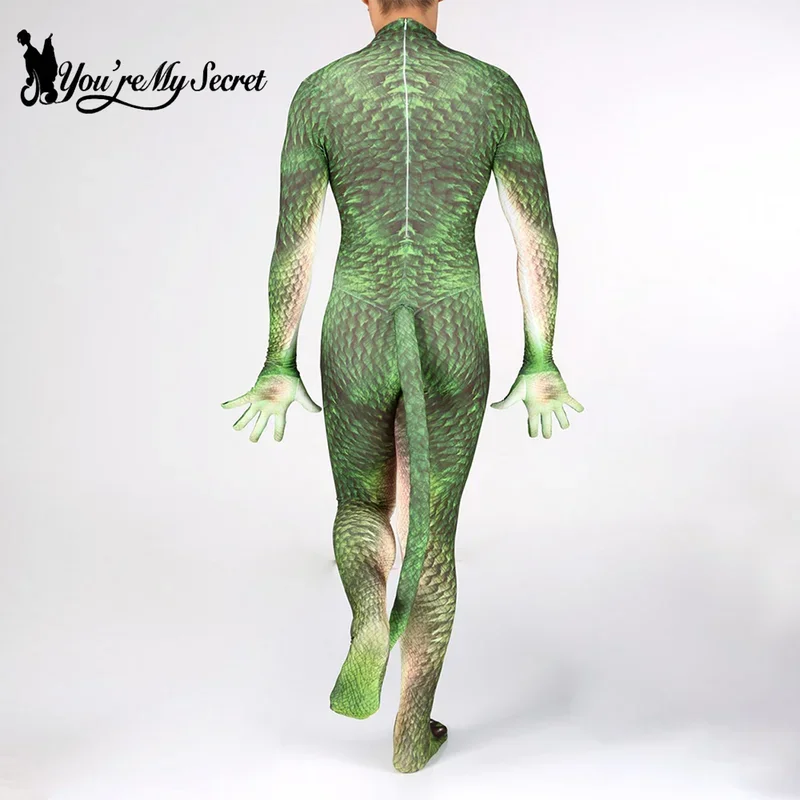 [أنت سري] أزياء الهالوين التأثيرية الأفعوانية المطبوعة التأثيرية Zentai ارتداءها ملابس بذلة مرنة فستان بتصميم حالم