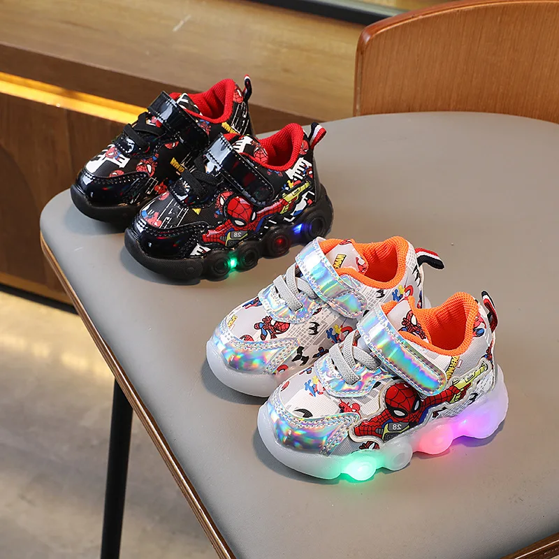 

Disney Led Light Shoes for Kids Fashion Cartoon Spiderman Boys Sneakers Girls Casual Shoes Breathable Kids Sport Shoes
