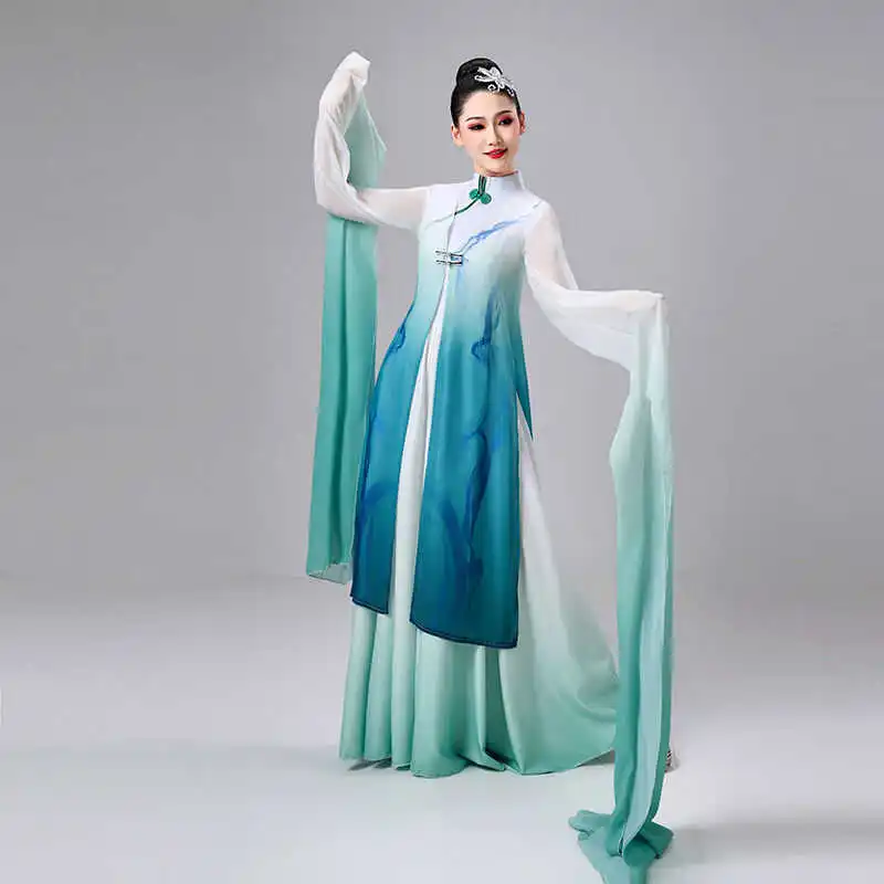 Starożytny rękaw wodny Klasyczny kostium taneczny Narodowy strój do tańca ludowego Kobieta Strój sceniczny Hanfu Odzież do tańca nowoczesnego