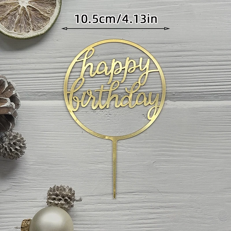 Einfacher Tortenaufsatz „Alles Gute zum Geburtstag“, Silber, Rosa, Gold, Acryl, für Kinder, Babyparty, Party, Dessert, Kuchendekoration, Geschenkzubehör – Detail 14