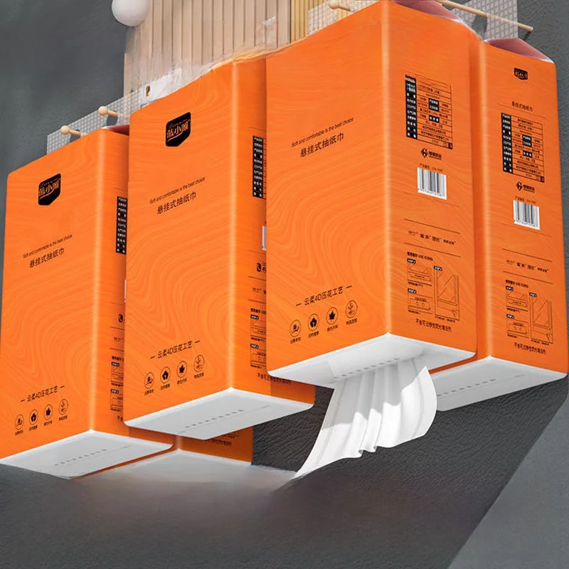 Large Pack Hanging Drawer Type Napkins Household Hygiene Toilet Paper Hand Towel Paper European Style Wood Pulp Fabric
