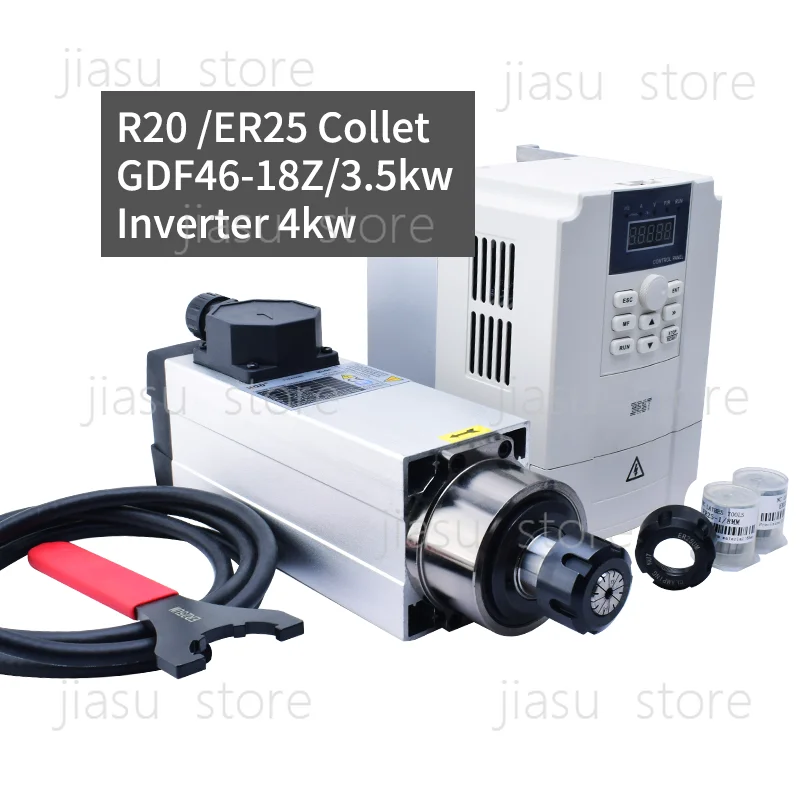 

HQD 3.5kw ER25 300hz 18000rpm air Cooling Cnc Spindle Motor with Flange Inverter Kit for 1325 Engraving Cutting Wood Acrylic MDF