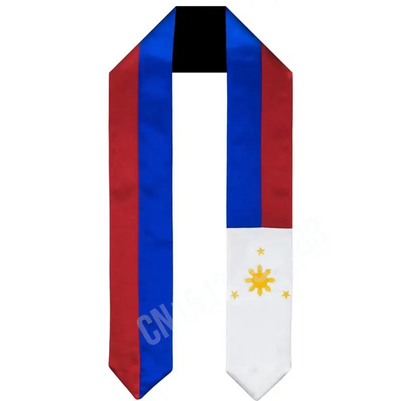 Philippines Flag Scarf Top Print  Graduation Sash Stole International Study Abroad Adult Unisex Party Accessory