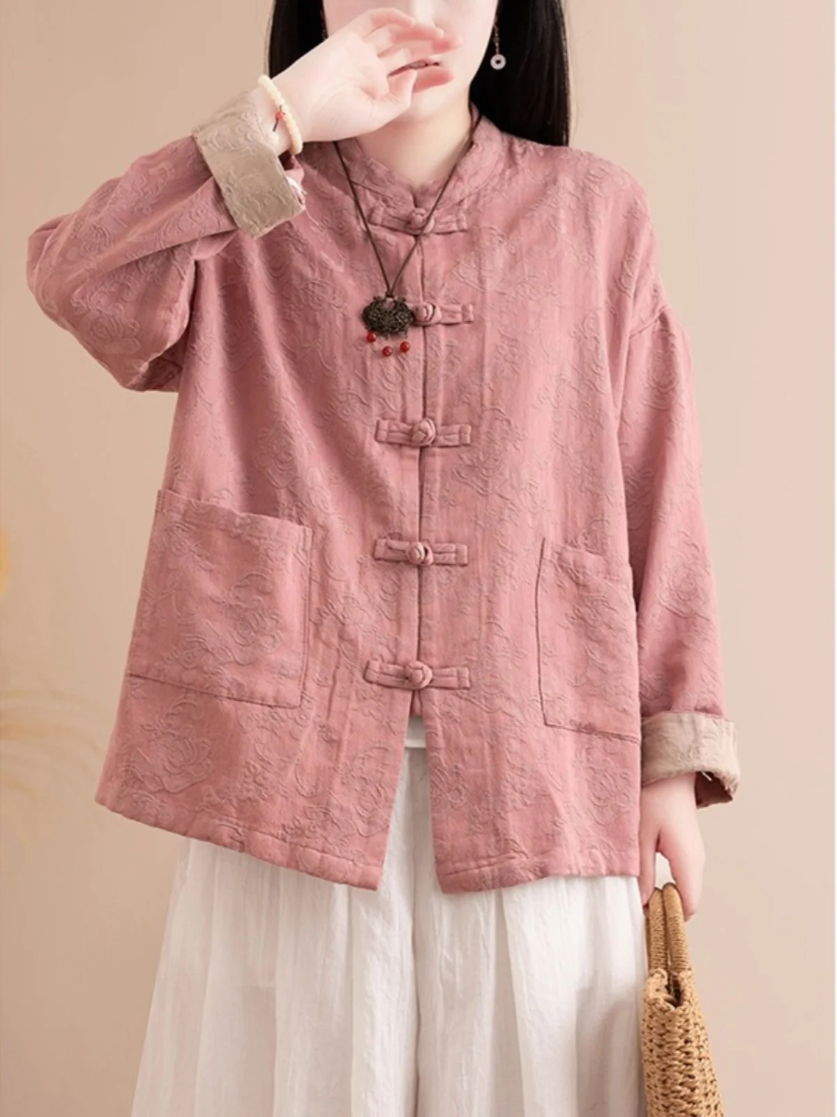 Retro Cotton Linen irt Coat Women's Spring Autumn New Chinese Sle National Trend Embroidery Improved Tang Costume Linen O...
