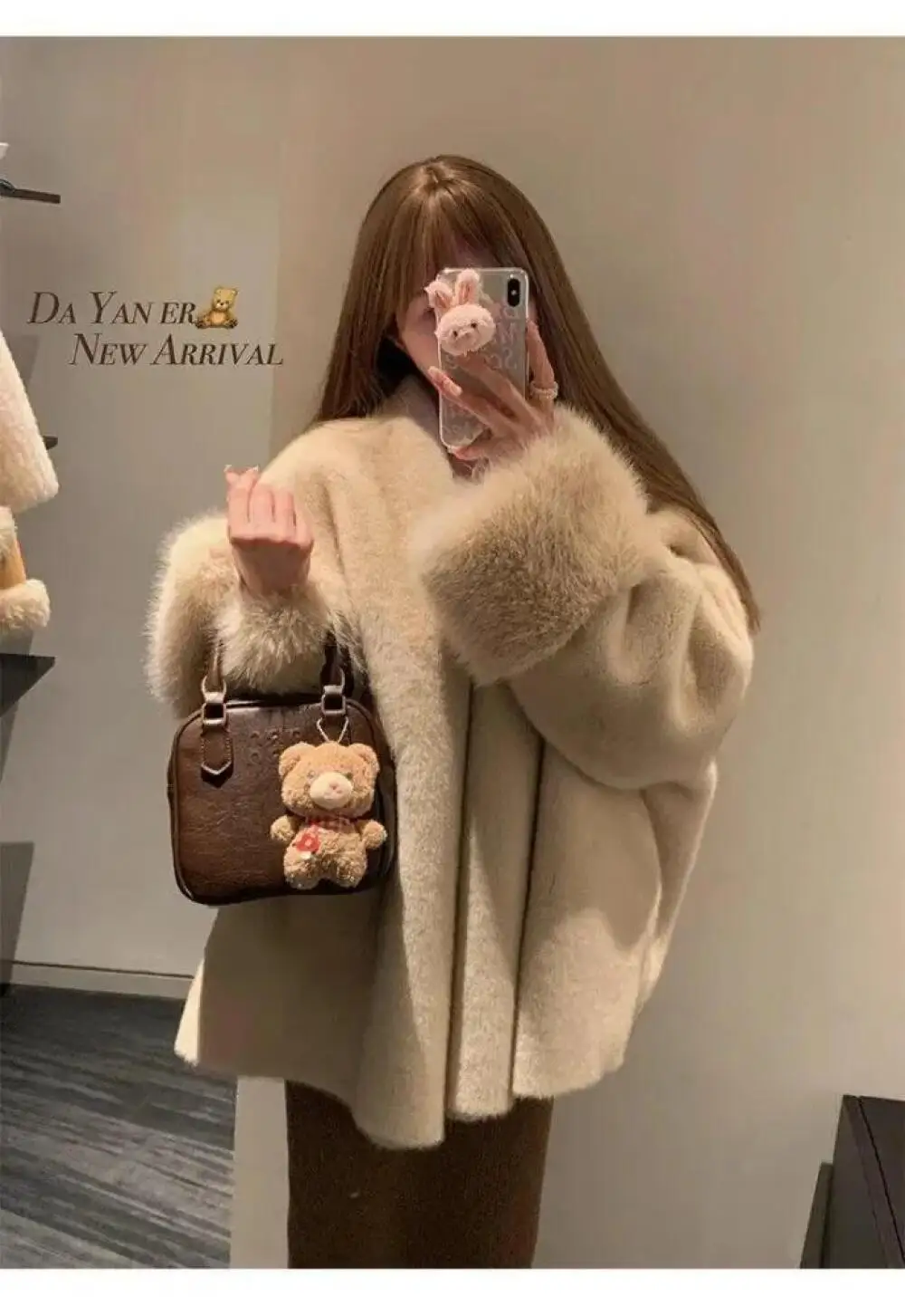 Women's Elegant Faux Fur Coat Fur Cuffs, Open Front Design, Ideal for Office, Date Nights & Special Occasions