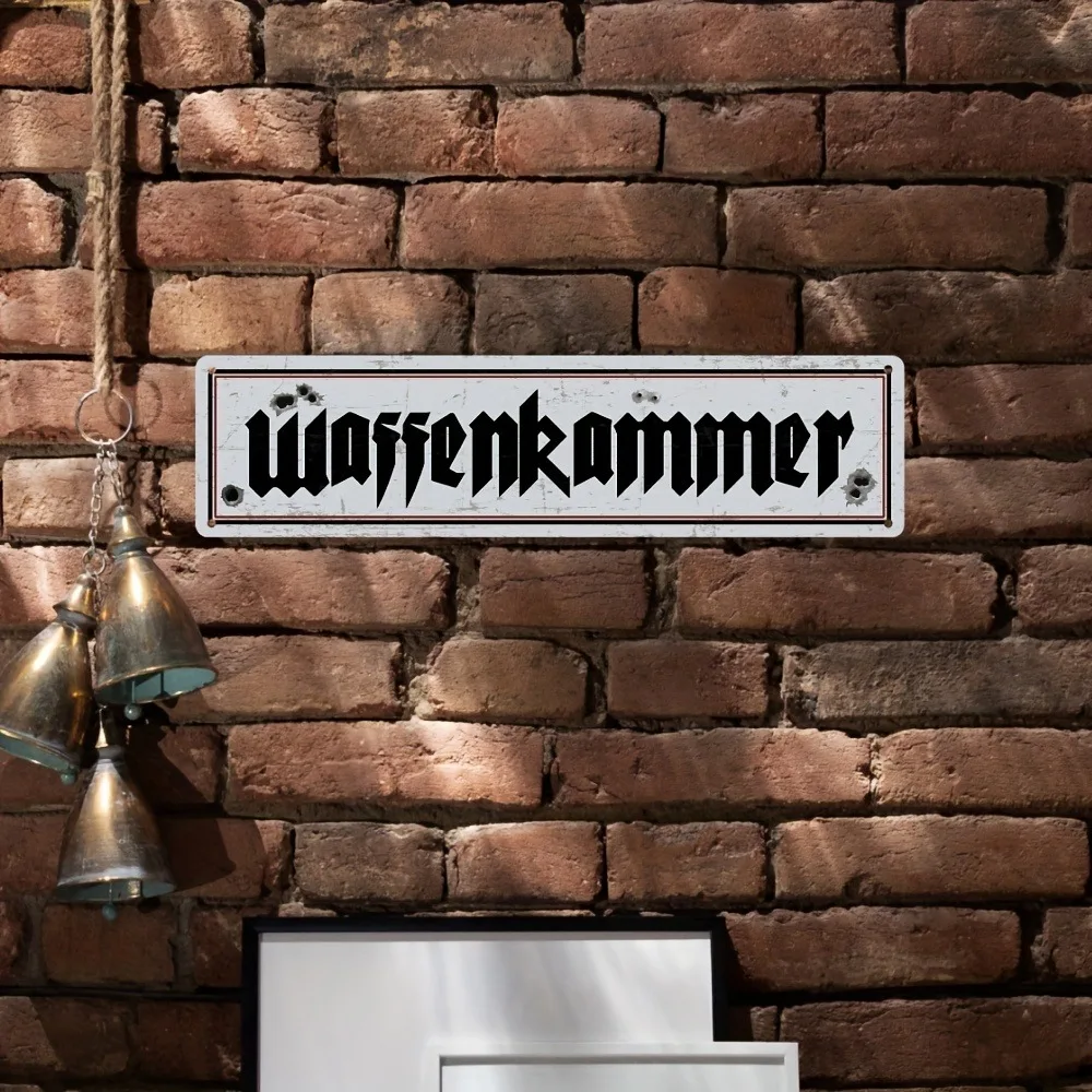 

"Waffenkammer" Vintage Metal Sign -" Rustic German Text for Man Cave Garage