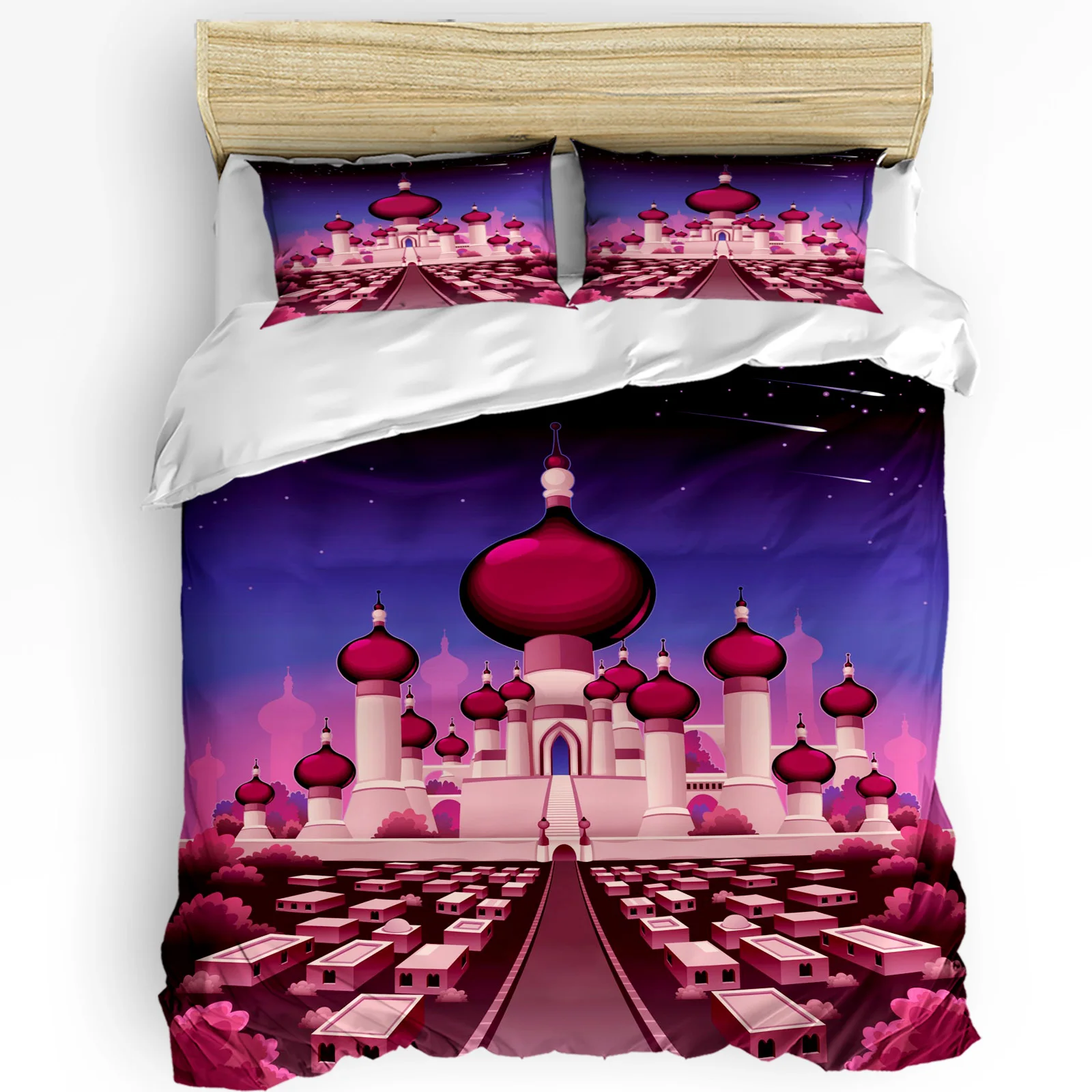 Castle Purple Night Fantasy Bedding Set 3pcs Duvet Cover Pillowcase Kids Adult Quilt Cover Double Bed Set Home Textile