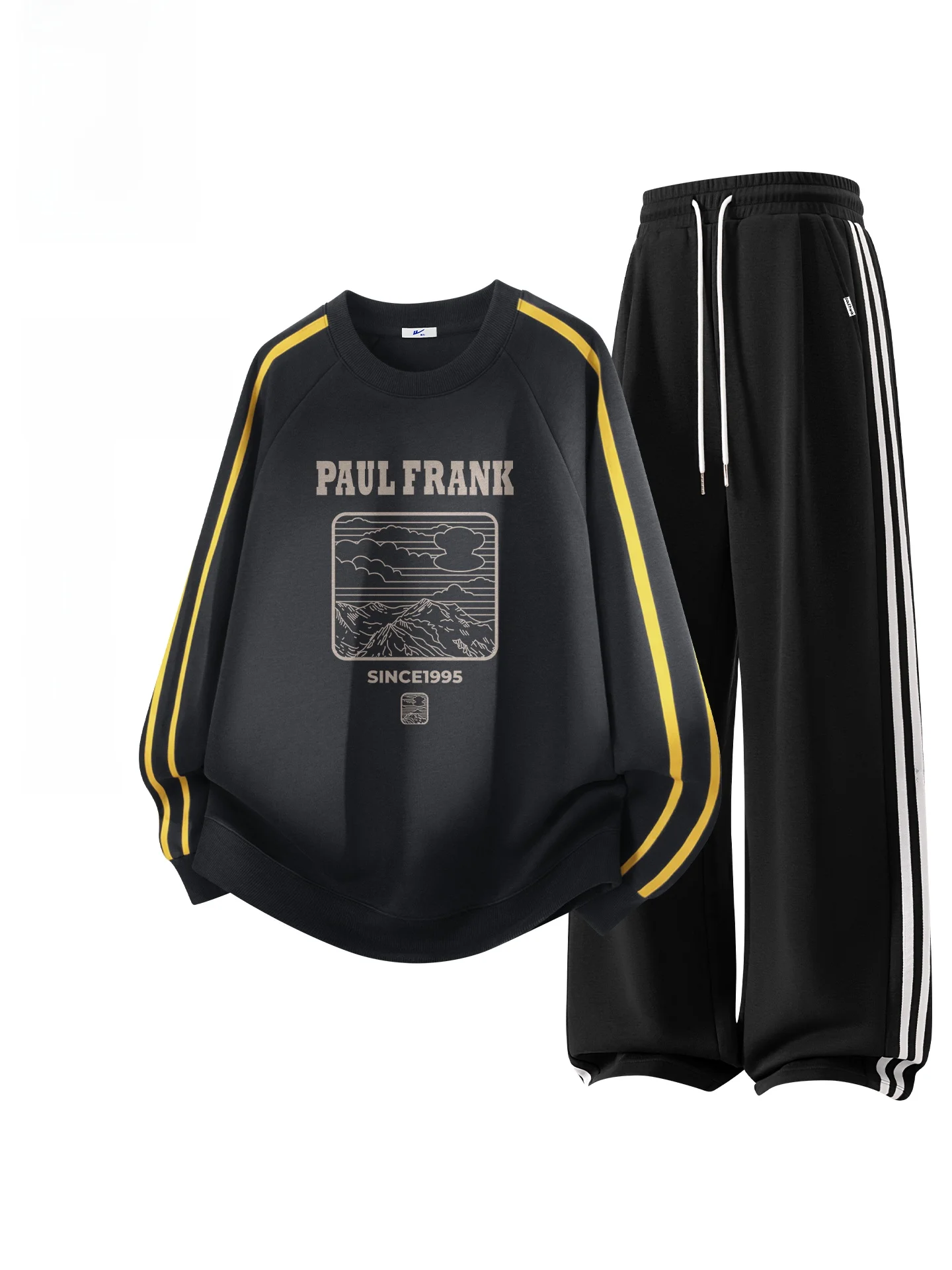 

M Spring New Sle Long Sve Hoodie And Trousers Color Blo Set Couple Cotton Polyester Blend Casual Sportswear