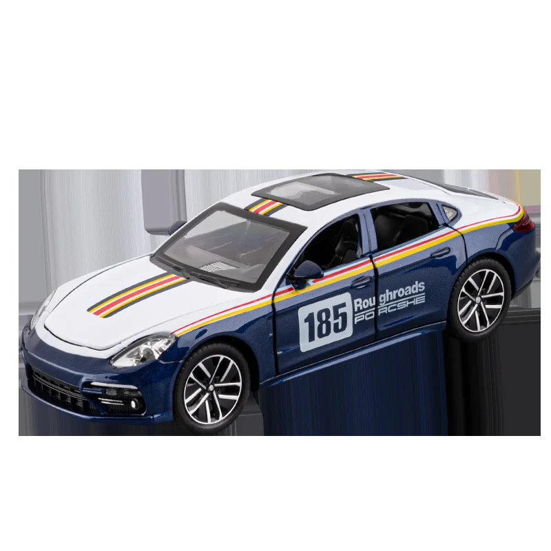 

Машинка-игрушка Porsche Panamera 1:32, спортивный автомобиль, литая под давлением, со звуком и светом, открывающиеся двери, изысканный кузов, откат назад, коллекционная модель суперкара