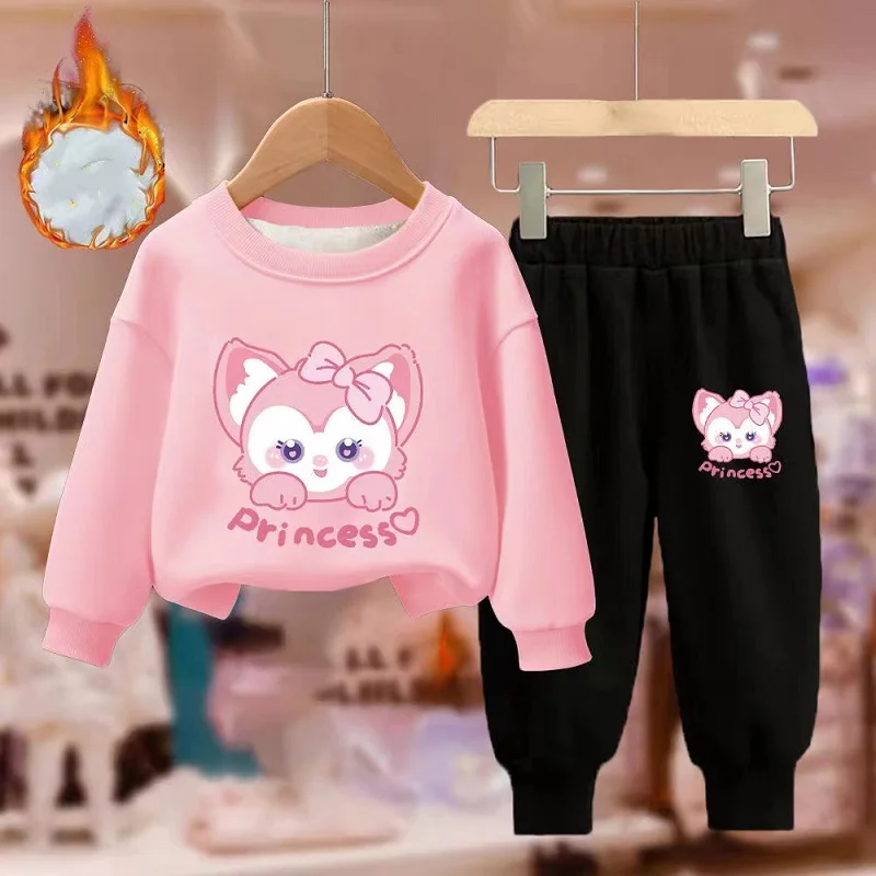 

Winter Baby Girl Clothes Set Kid Boy Cat Cute Cat Print Sweatshirts Pullover & Pants 2pcs Suit Children Long Sleeve Plush Warm S