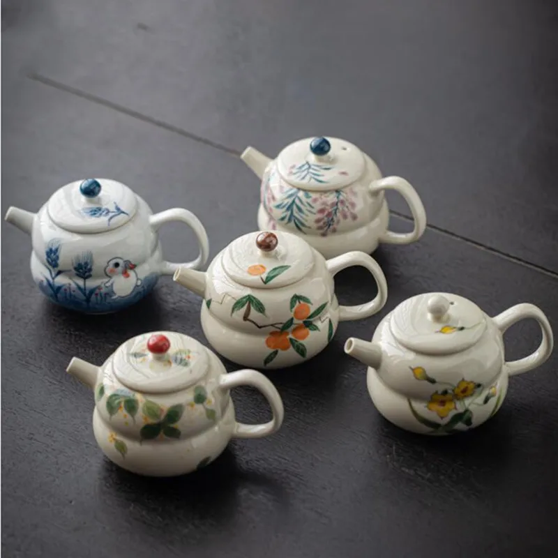 110ml Chinese Small Capacity Handmade Ceramic Teapots Hand-painted Flower Porcelain Tea Pot Household Kettle Travel Tea Set