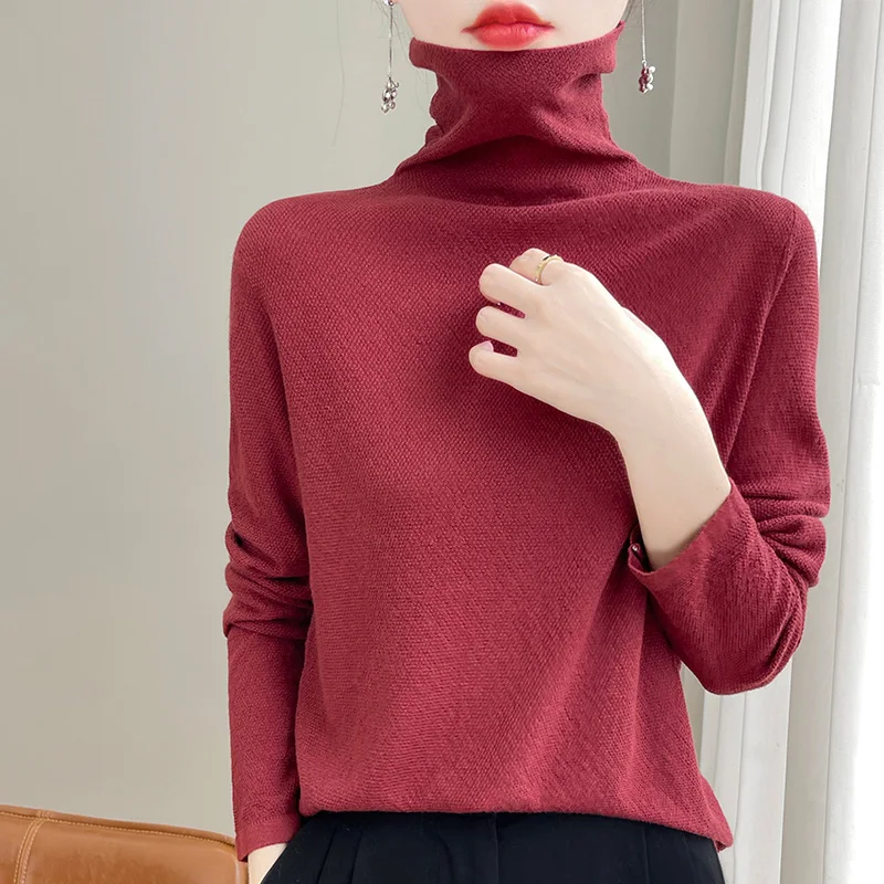 

Autumn And Winter New Worsted Wool Pullover Long-Sleeved Women's Loose Turtle Neck Knitted Bottoming Coat Sweater