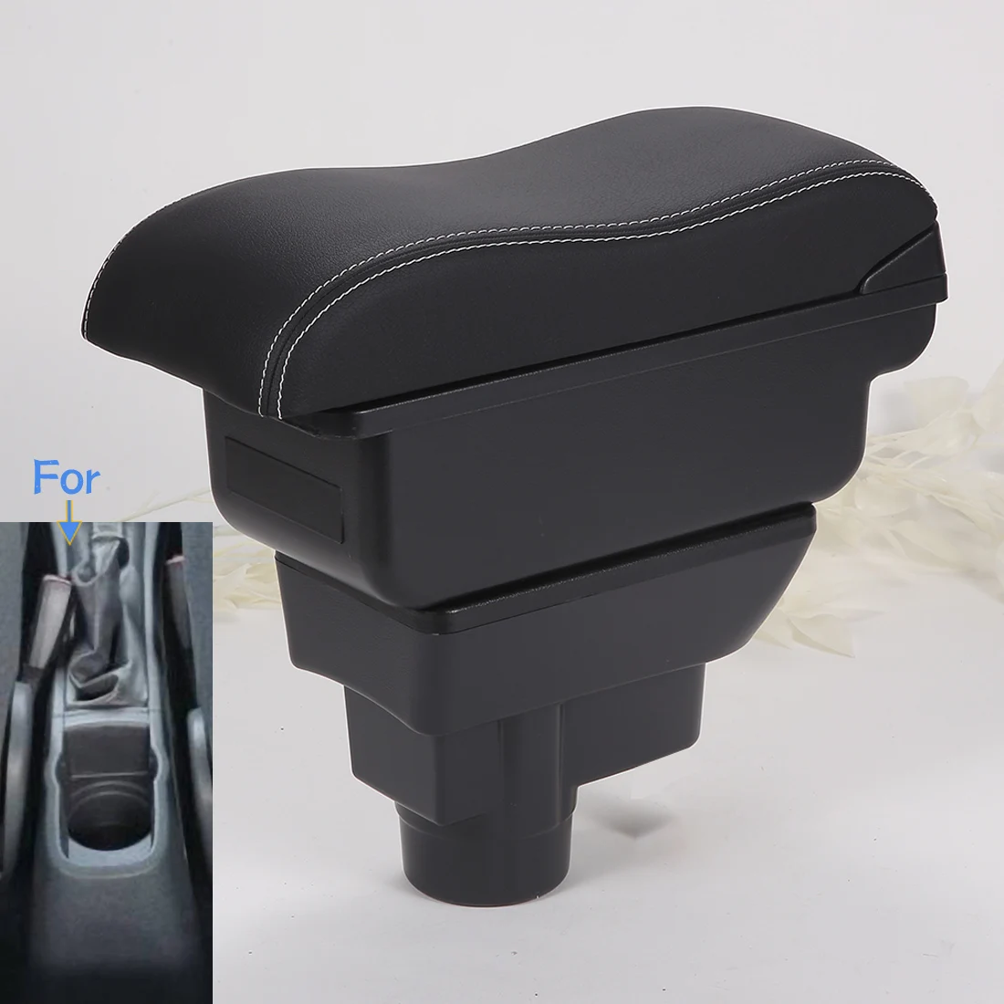 For Opel Corsa D Armrest For Opel Corsa Car Armrest box Curved Surface leather Car Storage Box Simple installation Interior