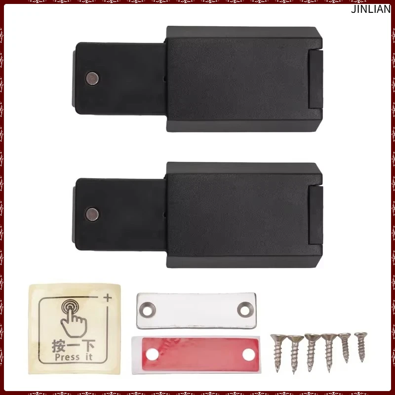 2 Pack Heavy Duty Push Latch & Lock For Door Touch Latches And Catch Magnet Push Release Drawer Pull Tip, Black Durable