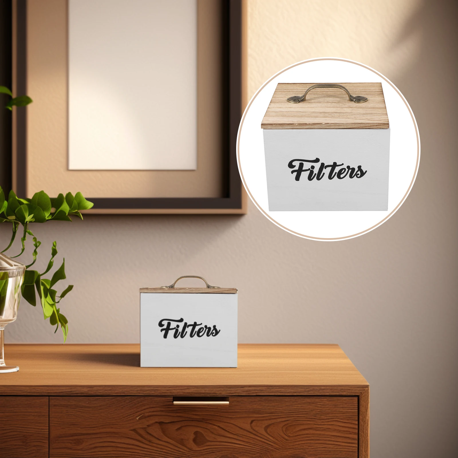 

Coffee Storage Box Black Basket with Lid Apartment Friendly Mini Aesthetic Organization Wood Boxes Handles