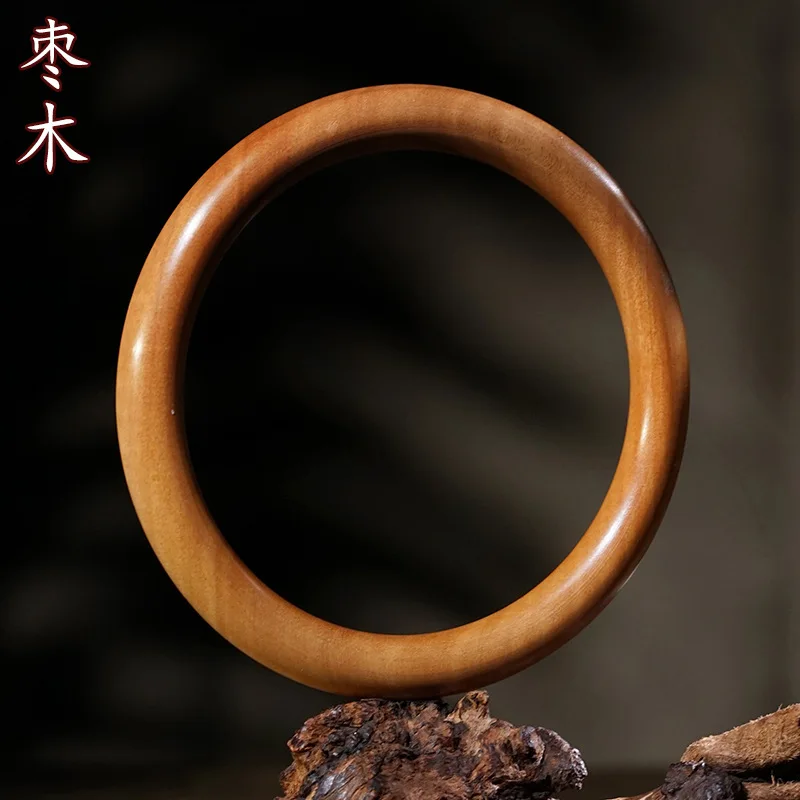 Jujube round , noblewoman's , women's wooden bracelet, warm and natural wood color, circular bracel