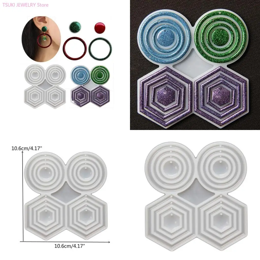 

62KE Multi Size Circular Keychain Mould Silicone Resin Mold Earrings Pendant Jewelry